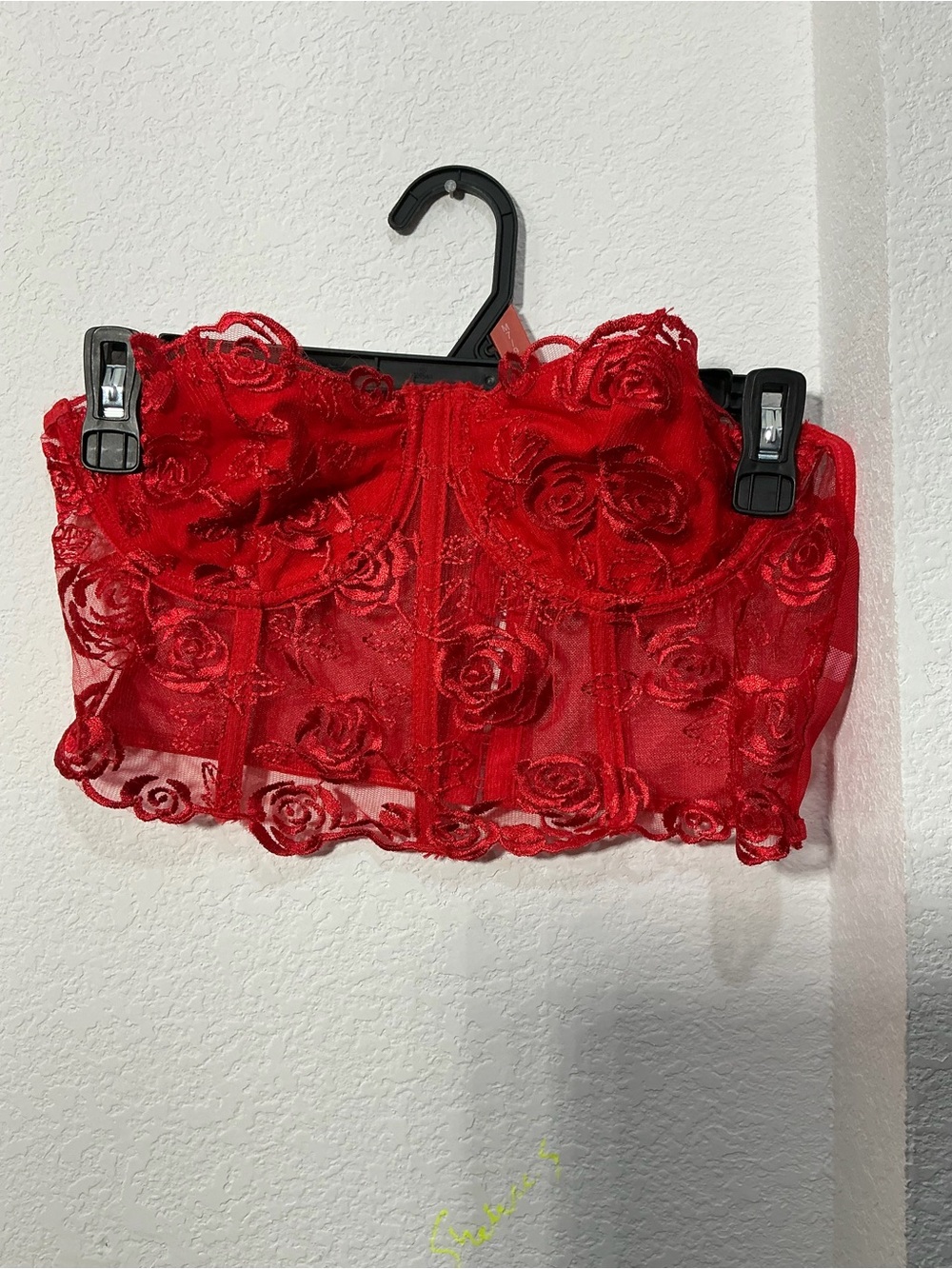 Red Floral Lace Bustier Crop Top